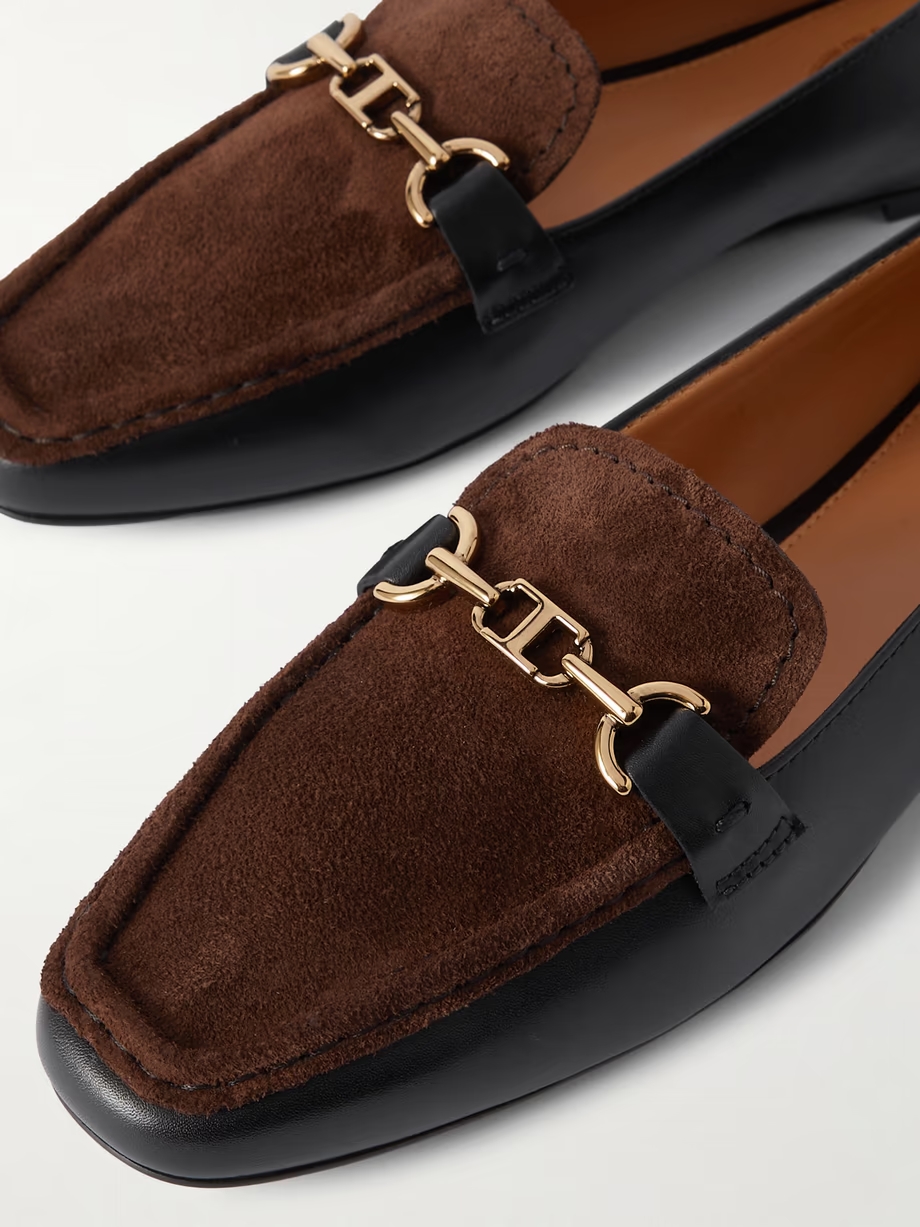 Gomma embellished leather and suede loafers Gomma embellished leather and suede loafers