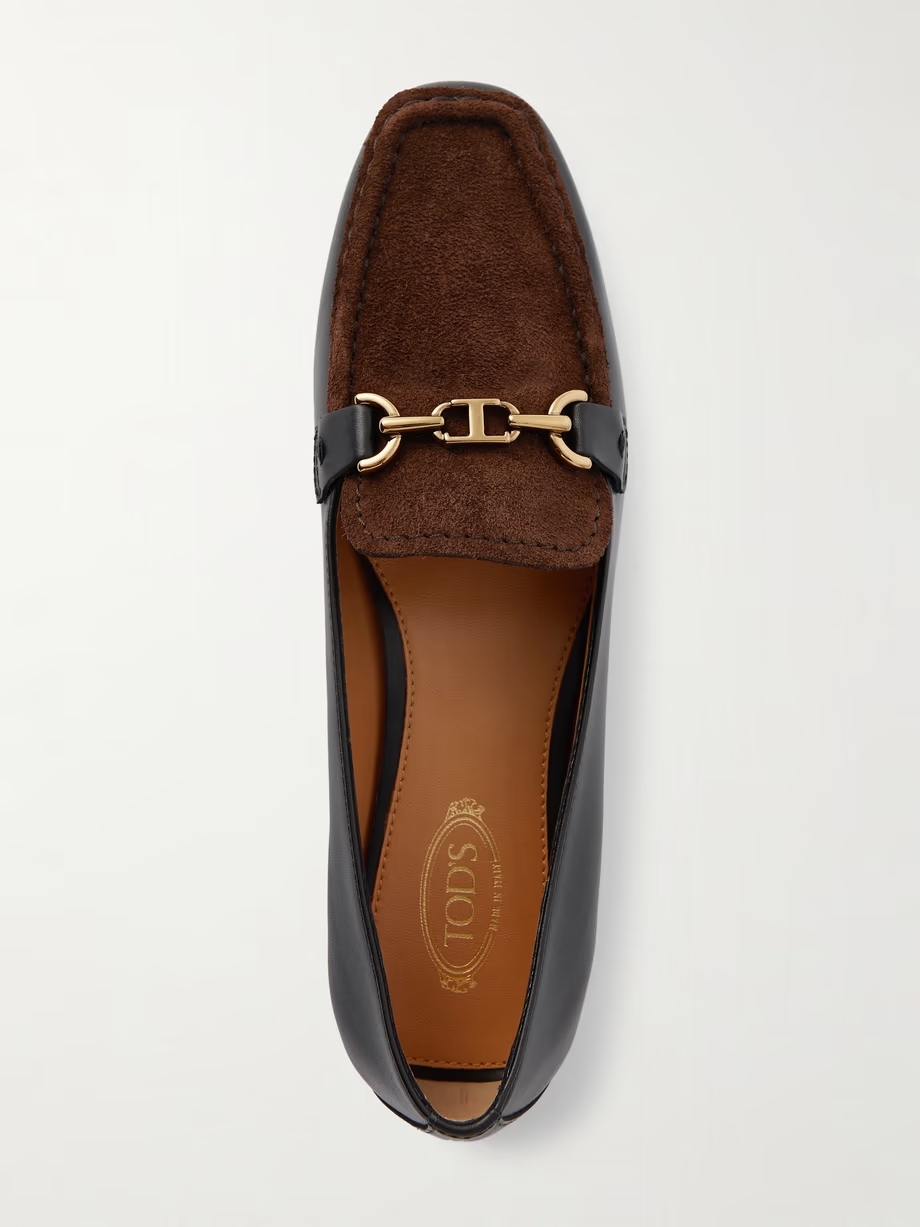 Gomma embellished leather and suede loafers Gomma embellished leather and suede loafers