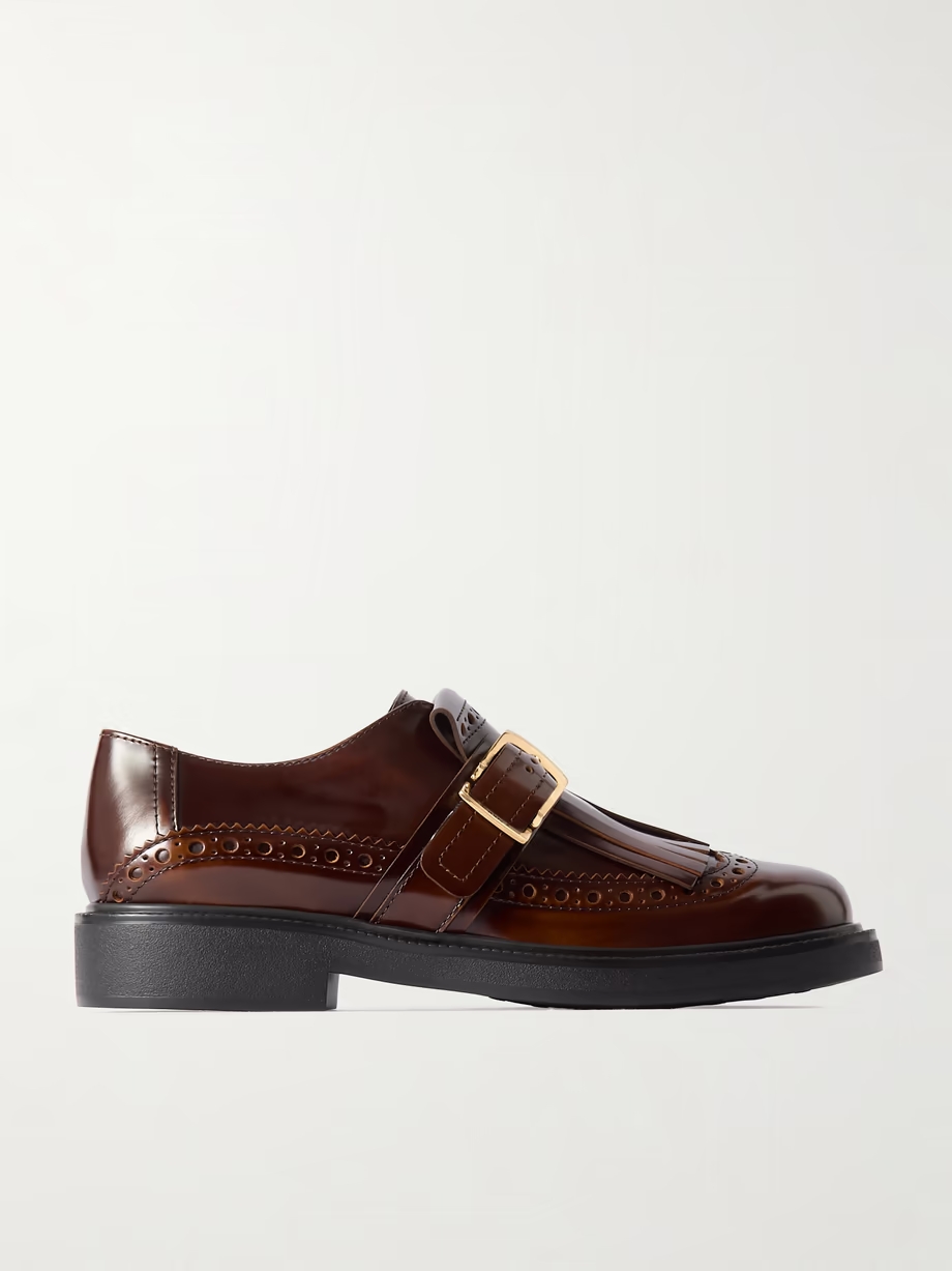 Fringed glossed-leather brogues Fringed glossed-leather brogues