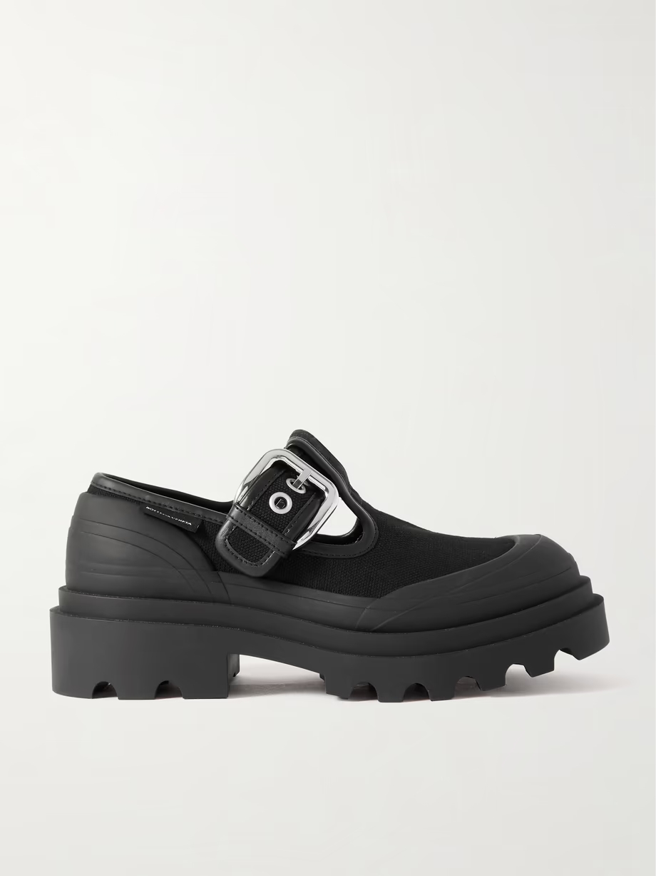 Trek rubber- and leather-trimmed canvas platform loafers Trek rubber- and leather-trimmed canvas platform loafers
