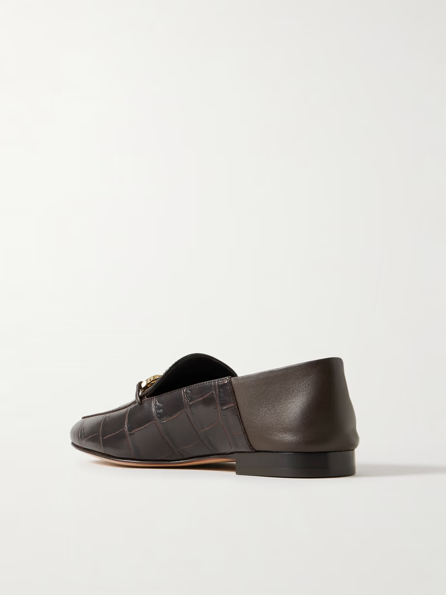 Louis collapsible-heel embellished croc-effect leather loafers Louis collapsible-heel embellished croc-effect leather loafers