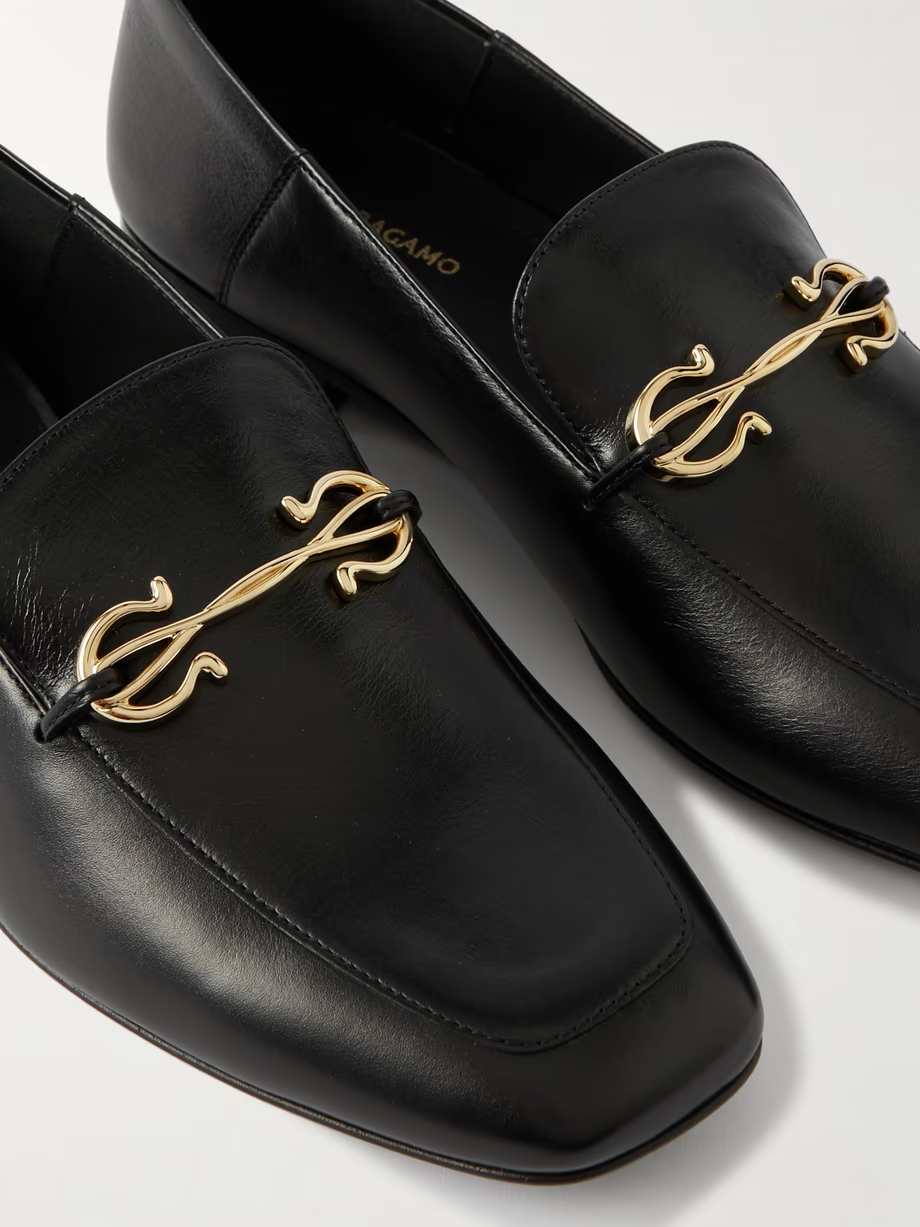 Louis collapsible-heel embellished leather loafers Louis collapsible-heel embellished leather loafers