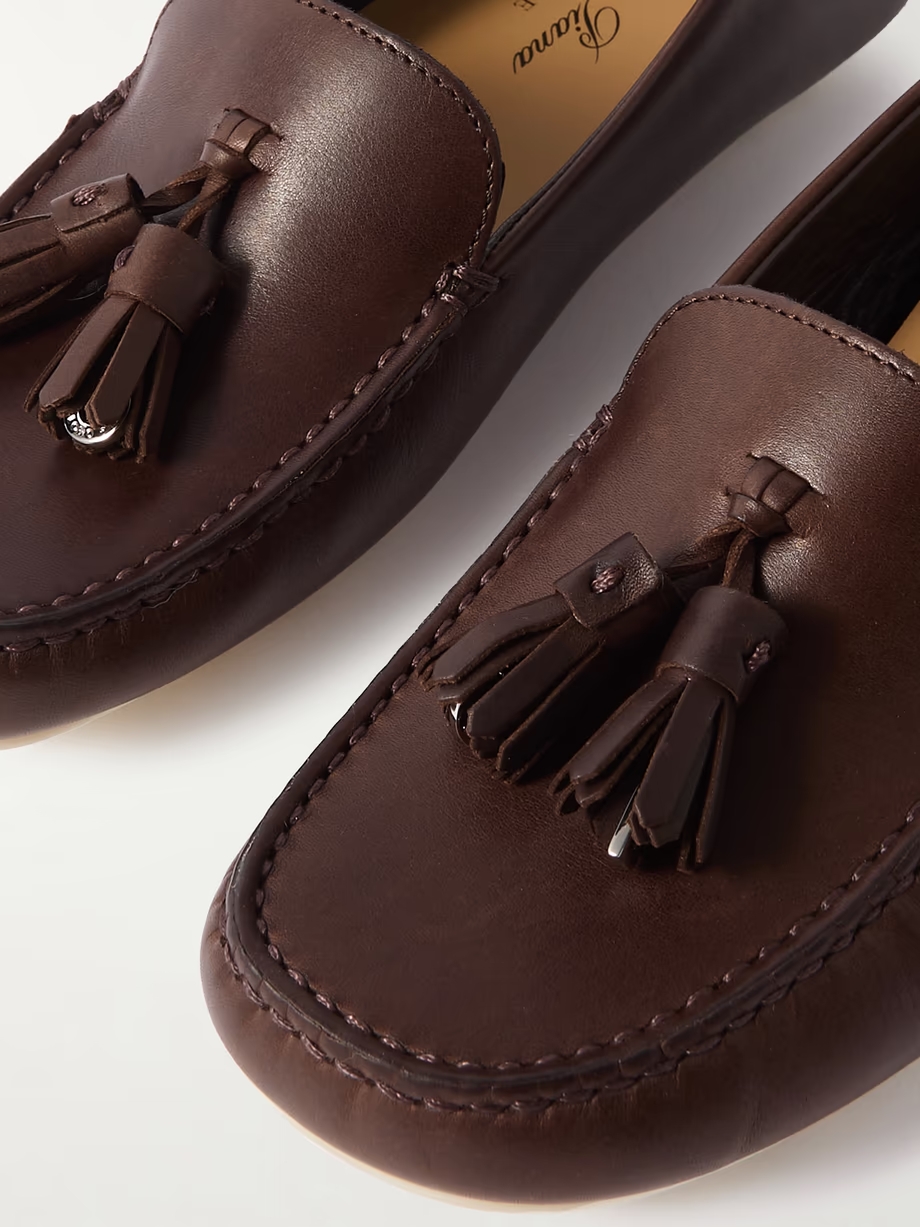 Tasseled leather collapsible-heel loafers Tasseled leather collapsible-heel loafers