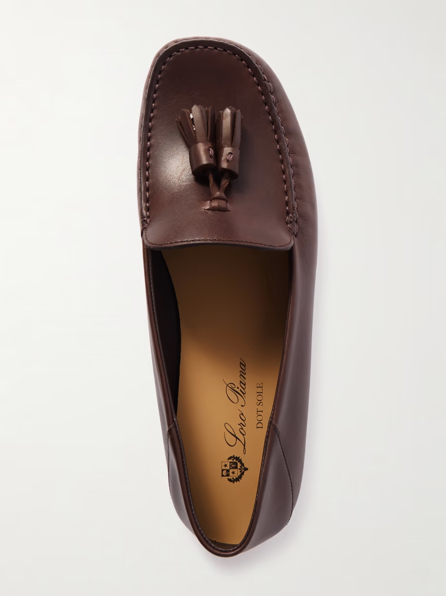Tasseled leather collapsible-heel loafers Tasseled leather collapsible-heel loafers