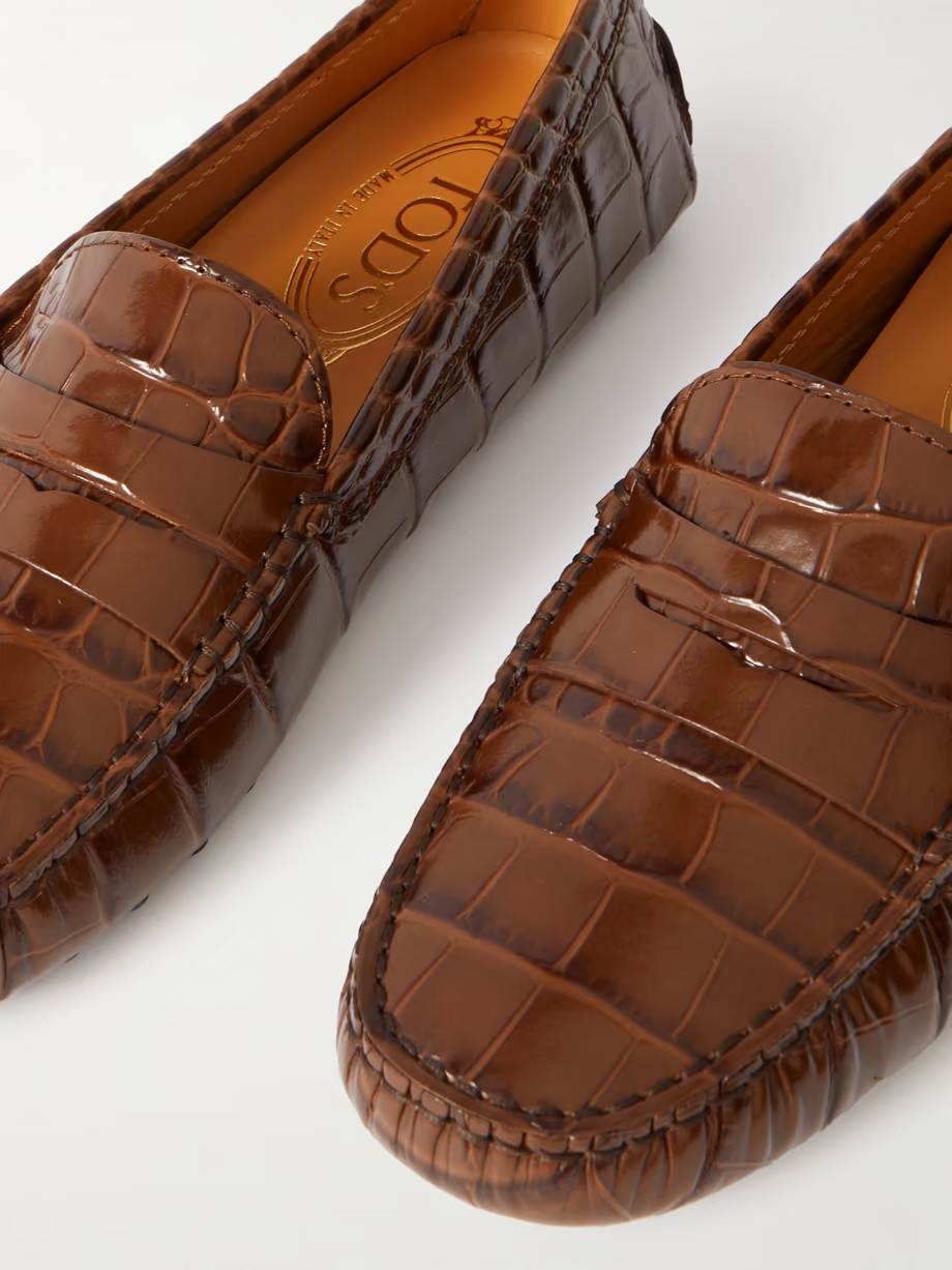 Gommino croc-effect leather loafers Gommino croc-effect leather loafers