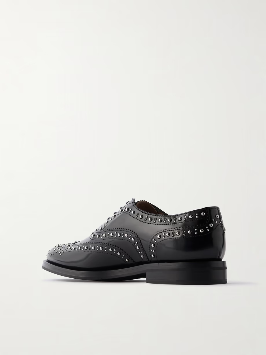 Burwood Met studded glossed-leather brogues Burwood Met studded glossed-leather brogues