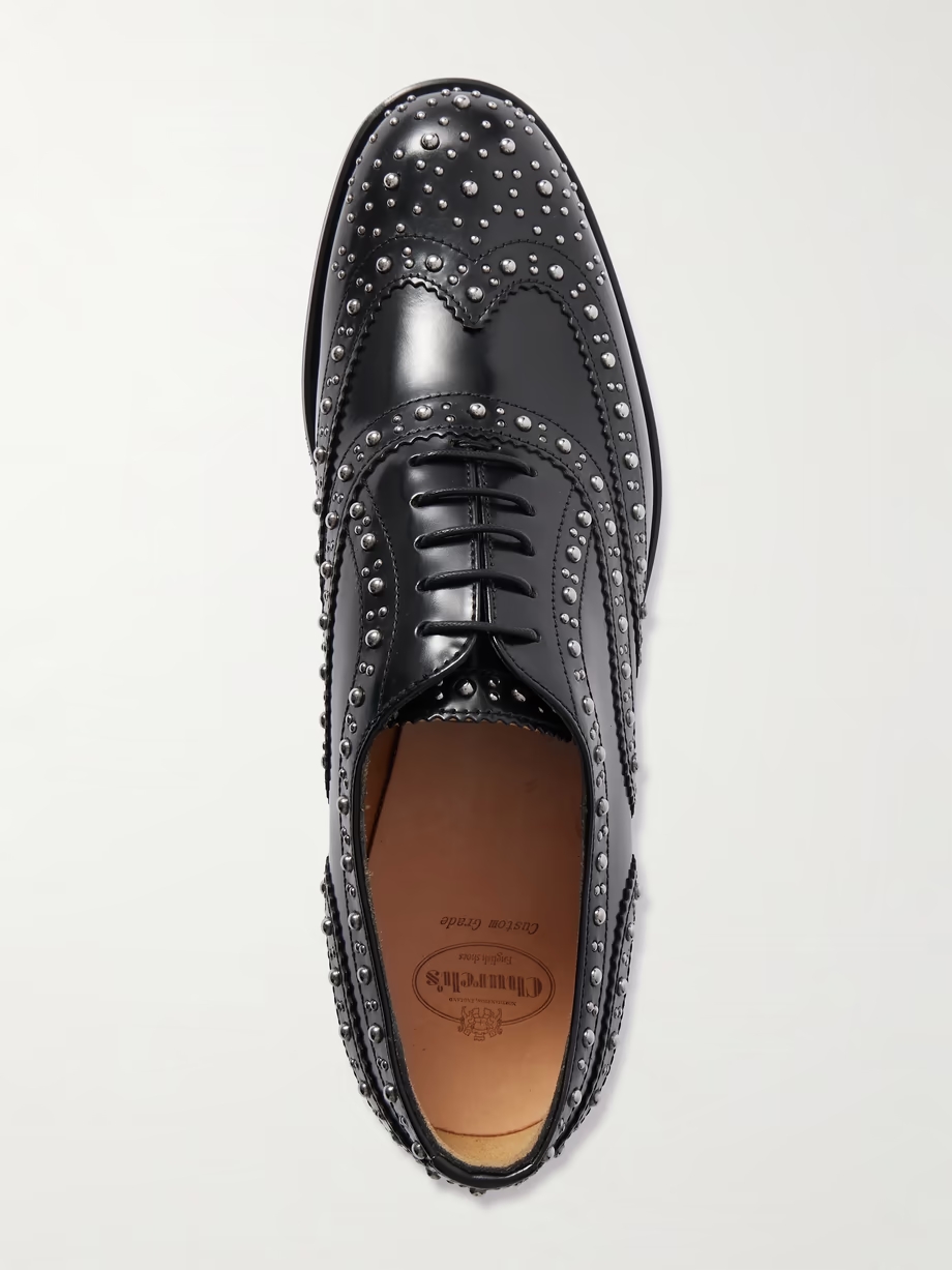 Burwood Met studded glossed-leather brogues Burwood Met studded glossed-leather brogues