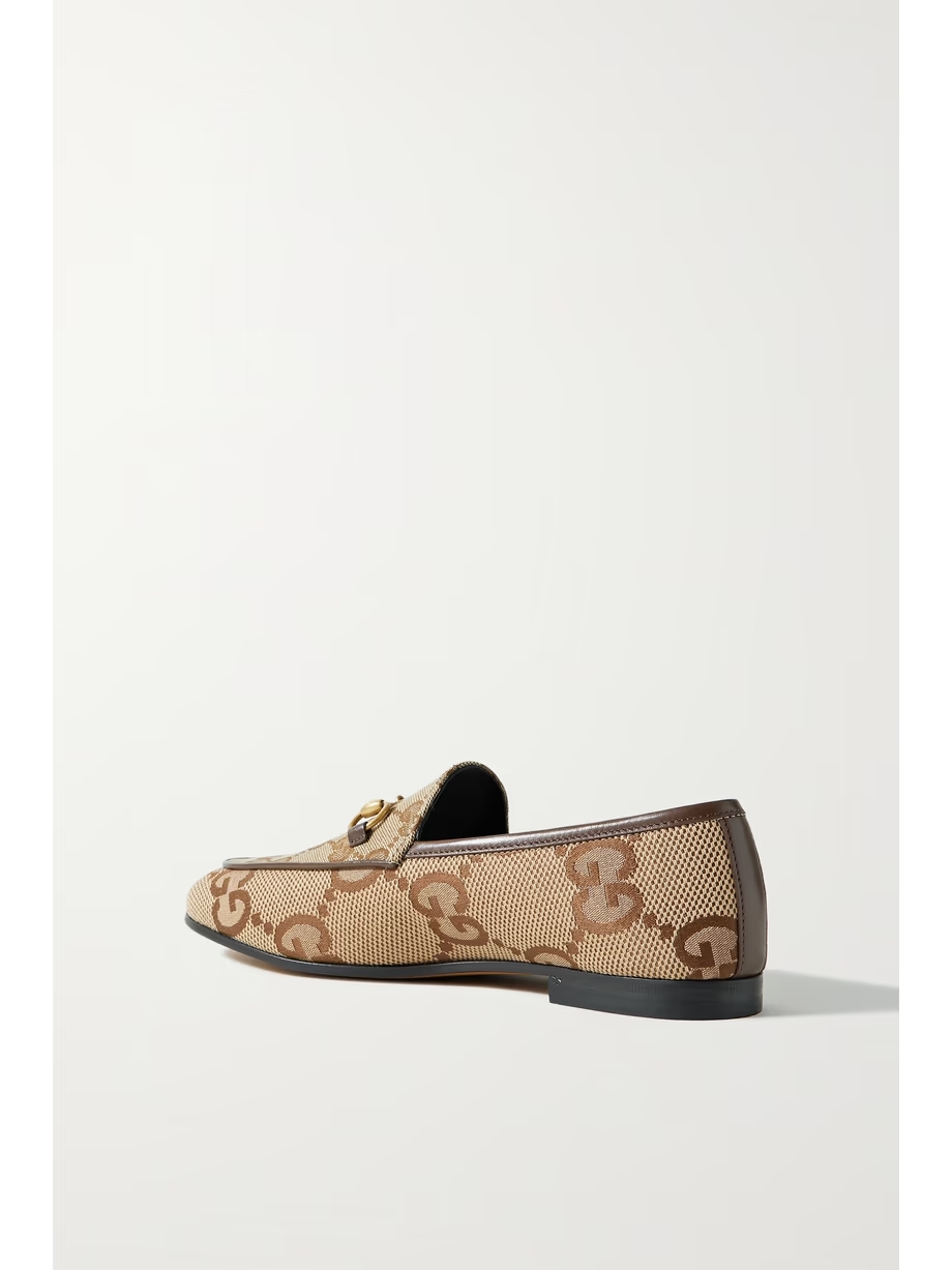 Jordaan horsebit-detailed leather-trimmed canvas-jacquard loafers Jordaan horsebit-detailed leather-trimmed canvas-jacquard loafers