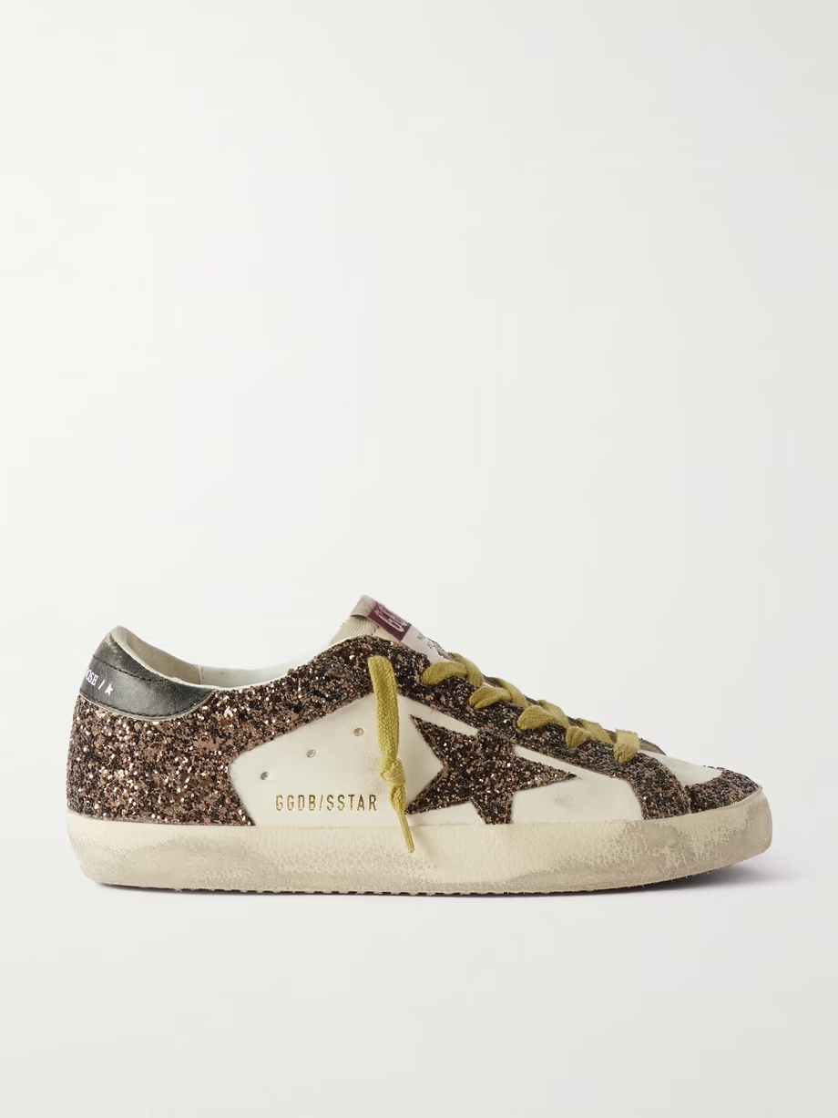 Super-Star distressed glittered leather sneakers Super-Star distressed glittered leather sneakers