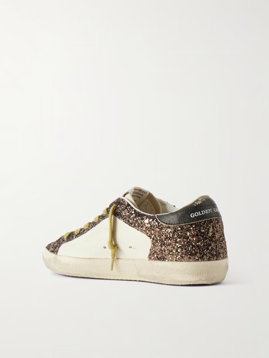 Super-Star distressed glittered leather sneakers Super-Star distressed glittered leather sneakers