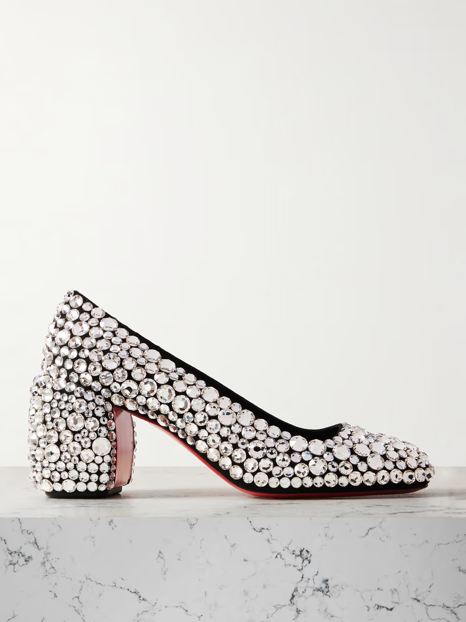Minny Maxi 70 crystal-embellished suede pumps Minny Maxi 70 crystal-embellished suede pumps