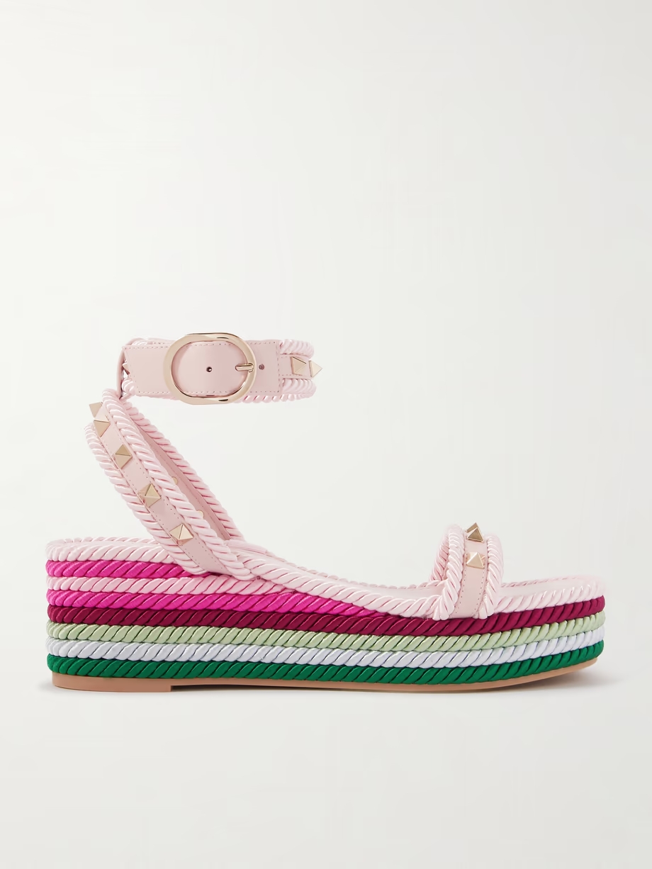 Rockstud Torchon 60 leather and silk-rope platform espadrilles Rockstud Torchon 60 leather and silk-rope platform espadrilles