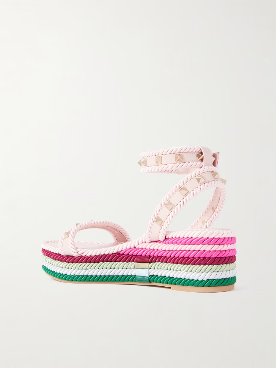 Rockstud Torchon 60 leather and silk-rope platform espadrilles Rockstud Torchon 60 leather and silk-rope platform espadrilles