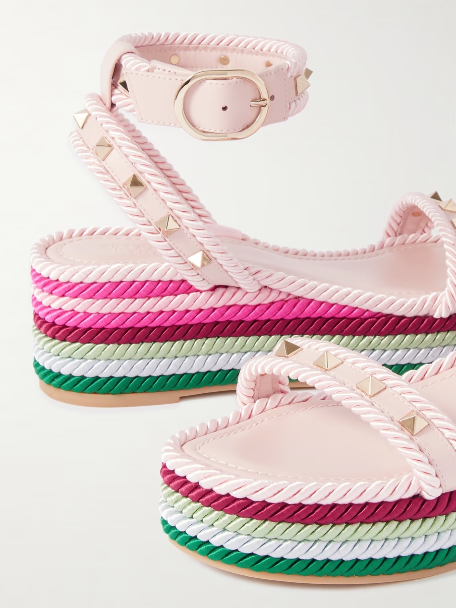 Rockstud Torchon 60 leather and silk-rope platform espadrilles Rockstud Torchon 60 leather and silk-rope platform espadrilles