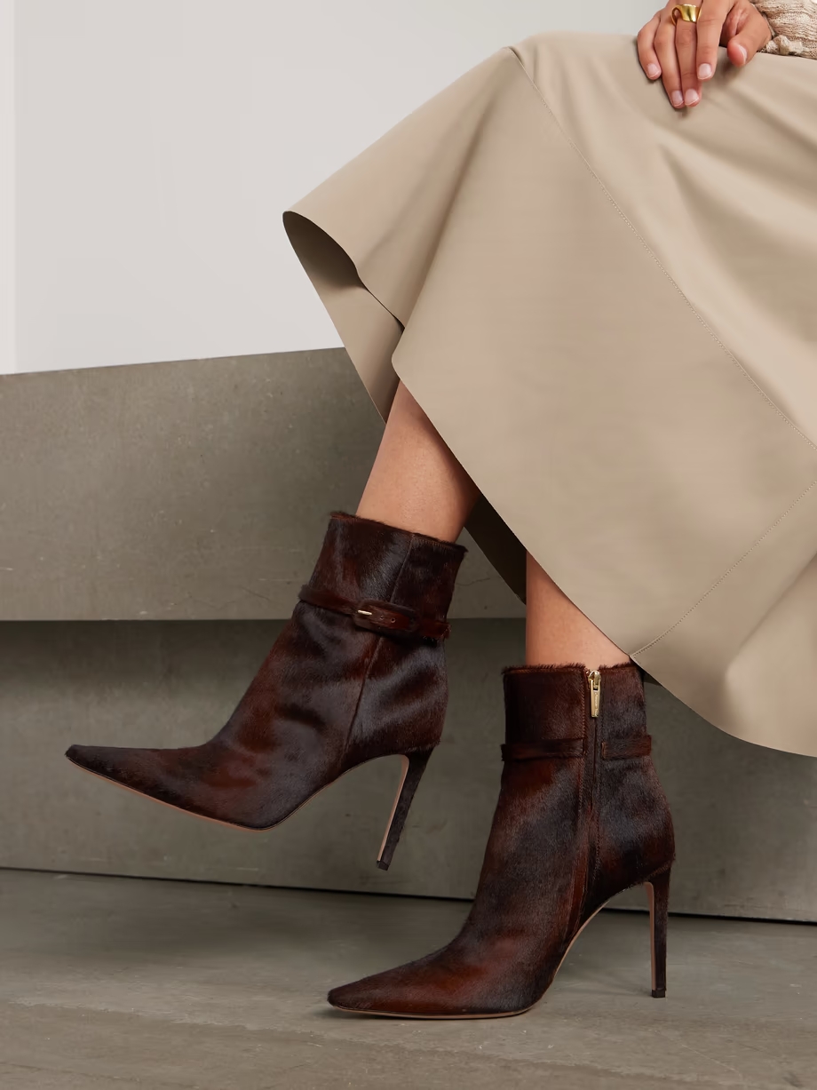 Linsay 95 buckled calf hair ankle boots Linsay 95 buckled calf hair ankle boots