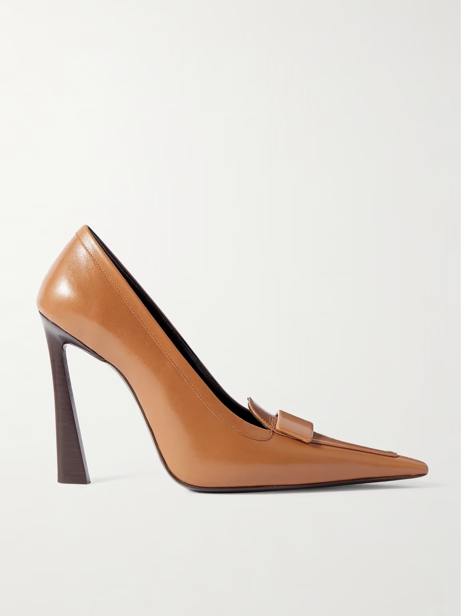 Glossed-leather point-toe pumps Glossed-leather point-toe pumps