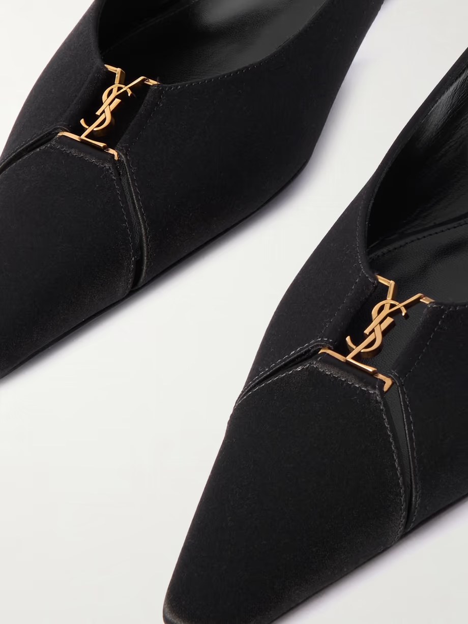 Babylone embellished crepe point-toe slingback flats Babylone embellished crepe point-toe slingback flats