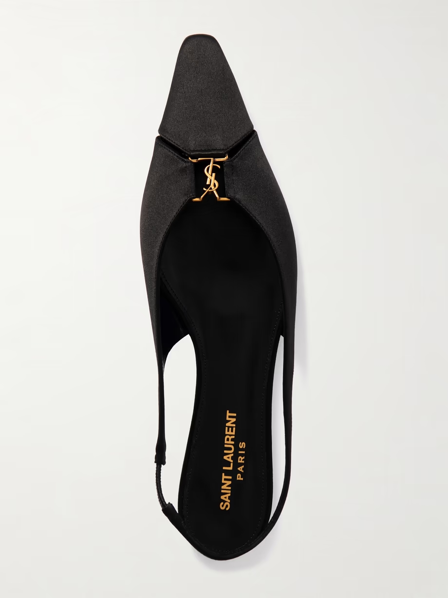 Babylone embellished crepe point-toe slingback flats Babylone embellished crepe point-toe slingback flats