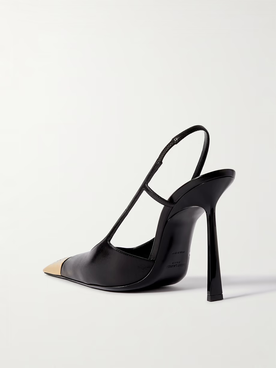 Jeanne embellished glossed-leather slingback pumps Jeanne embellished glossed-leather slingback pumps