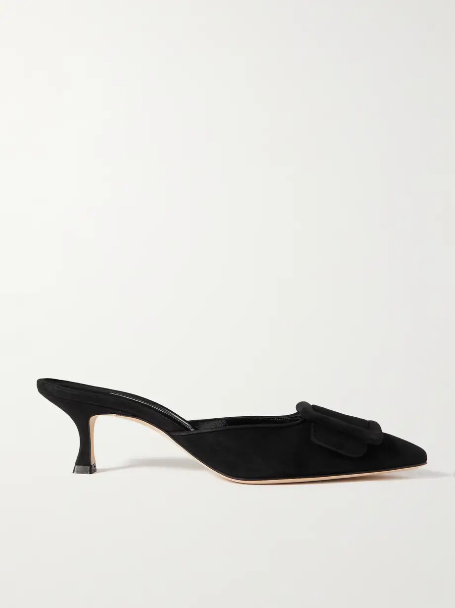 Maysale 50 buckled suede mules Maysale 50 buckled suede mules