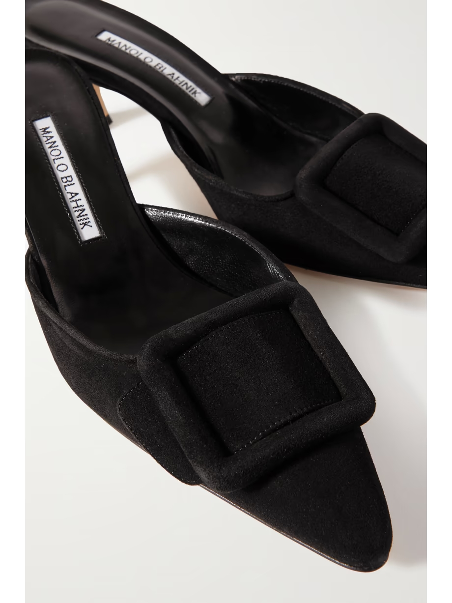 Maysale 50 buckled suede mules Maysale 50 buckled suede mules