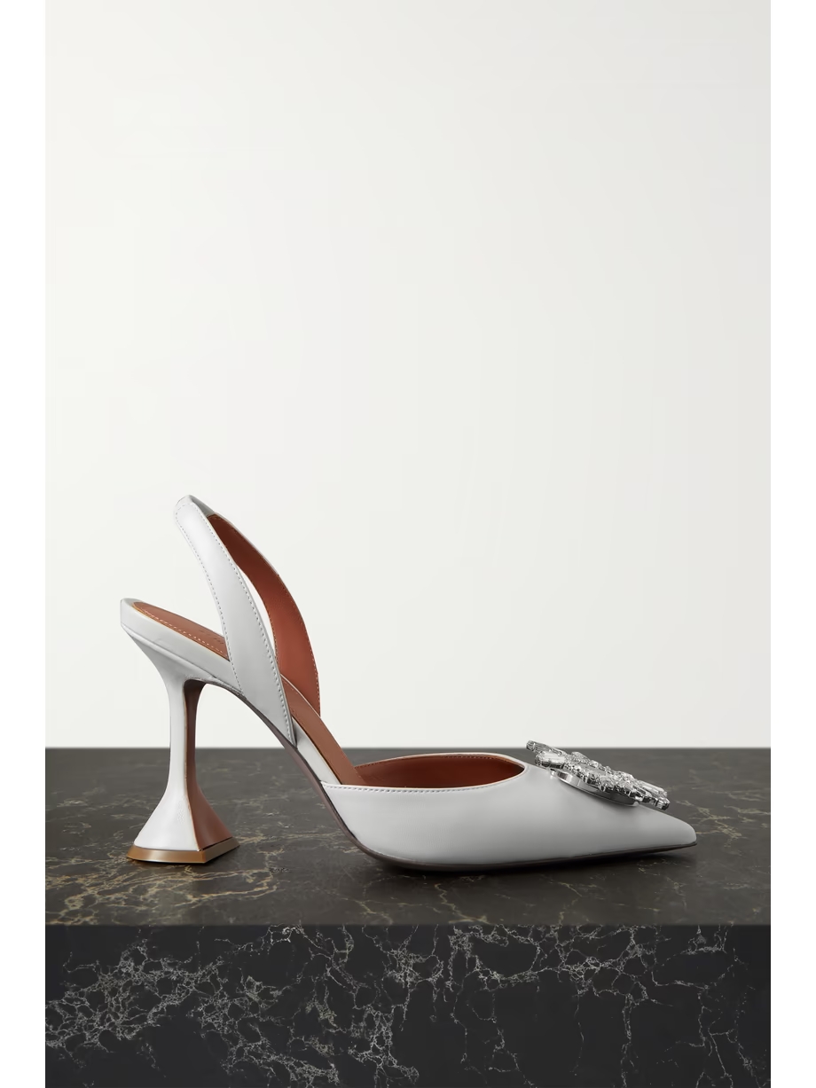 Begum Swarovski crystal-embellished leather slingback pumps Begum Swarovski crystal-embellished leather slingback pumps