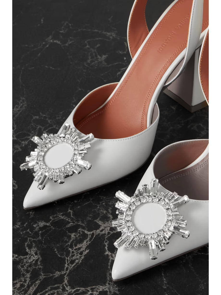 Begum Swarovski crystal-embellished leather slingback pumps Begum Swarovski crystal-embellished leather slingback pumps