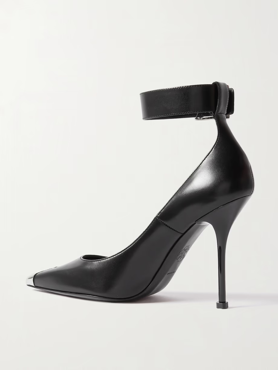 Punk buckled embellished leather pumps Punk buckled embellished leather pumps