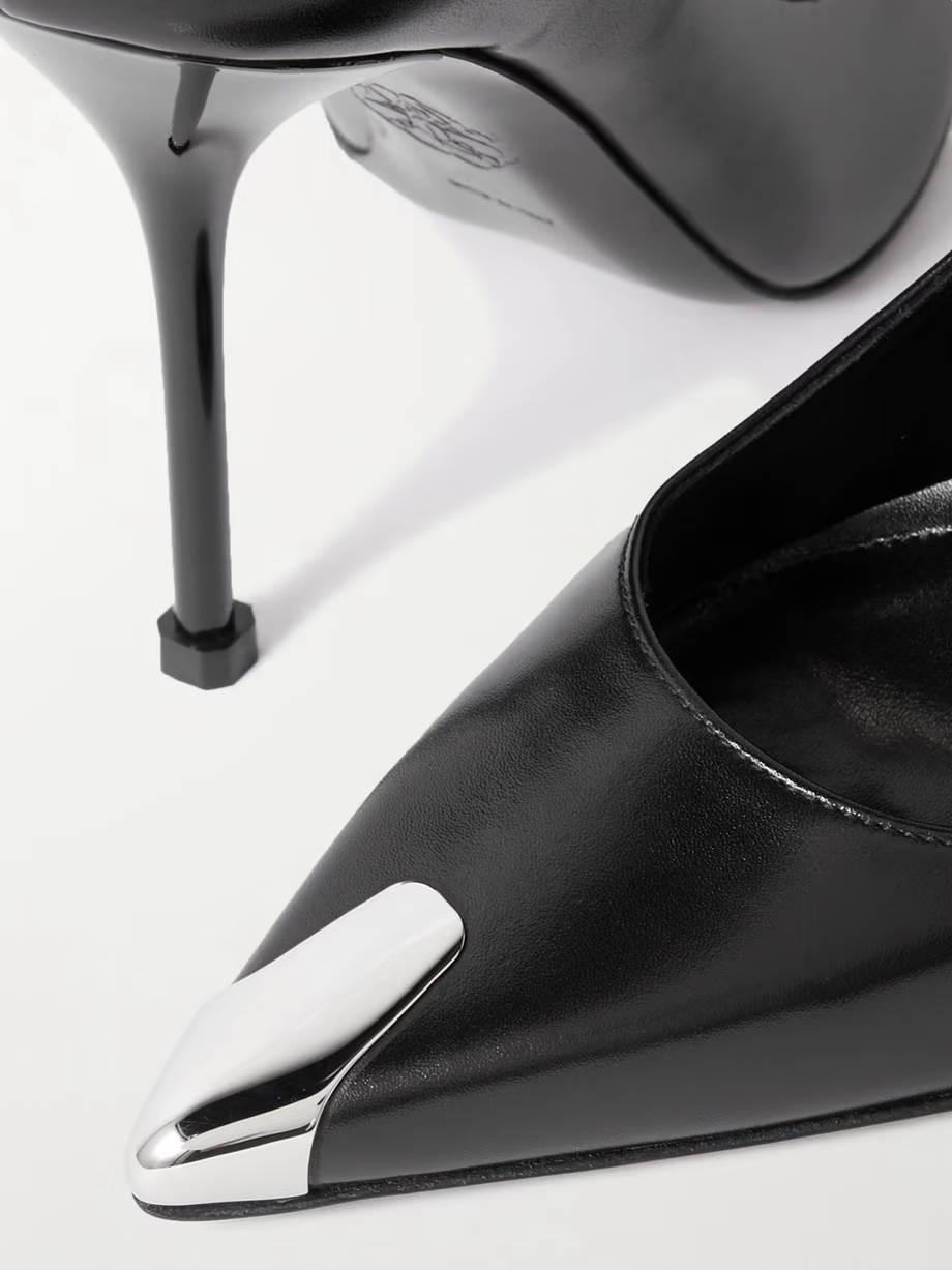 Punk buckled embellished leather pumps Punk buckled embellished leather pumps