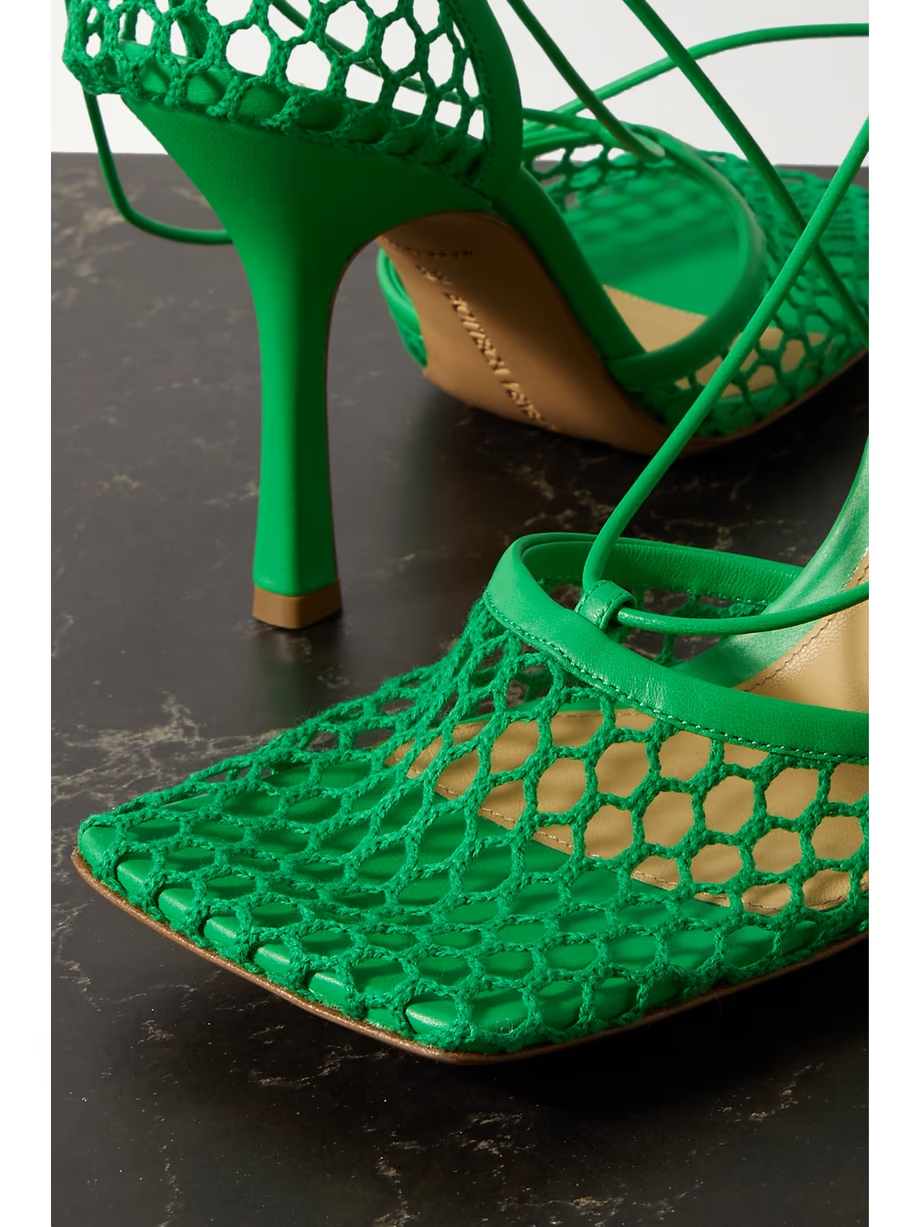 Lace-up leather-trimmed mesh pumps Lace-up leather-trimmed mesh pumps