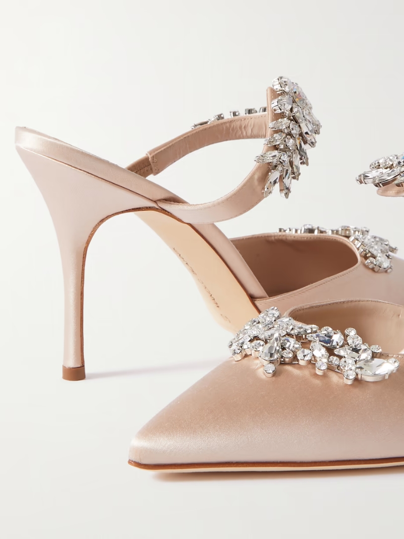 Lurum 90 crystal-embellished satin mules Lurum 90 crystal-embellished satin mules