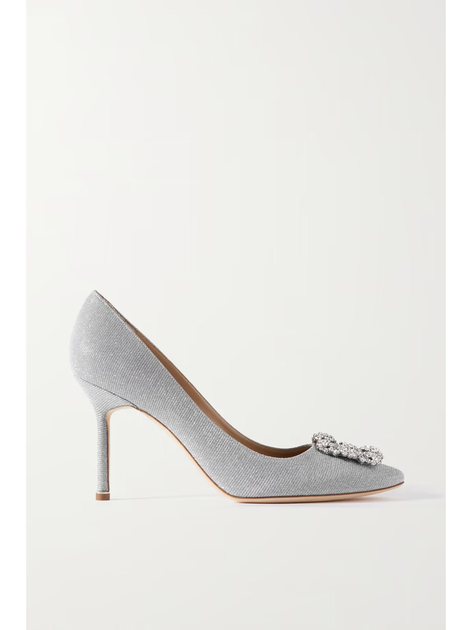 Hangisi 90 embellished glittered satin pumps Hangisi 90 embellished glittered satin pumps