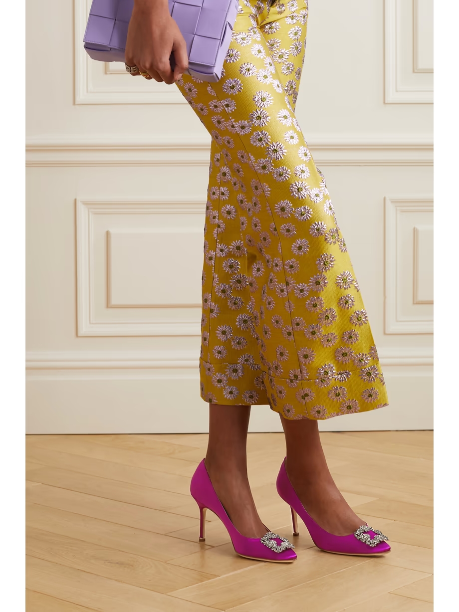Hangisi 90 crystal-embellished satin pumps Hangisi 90 crystal-embellished satin pumps