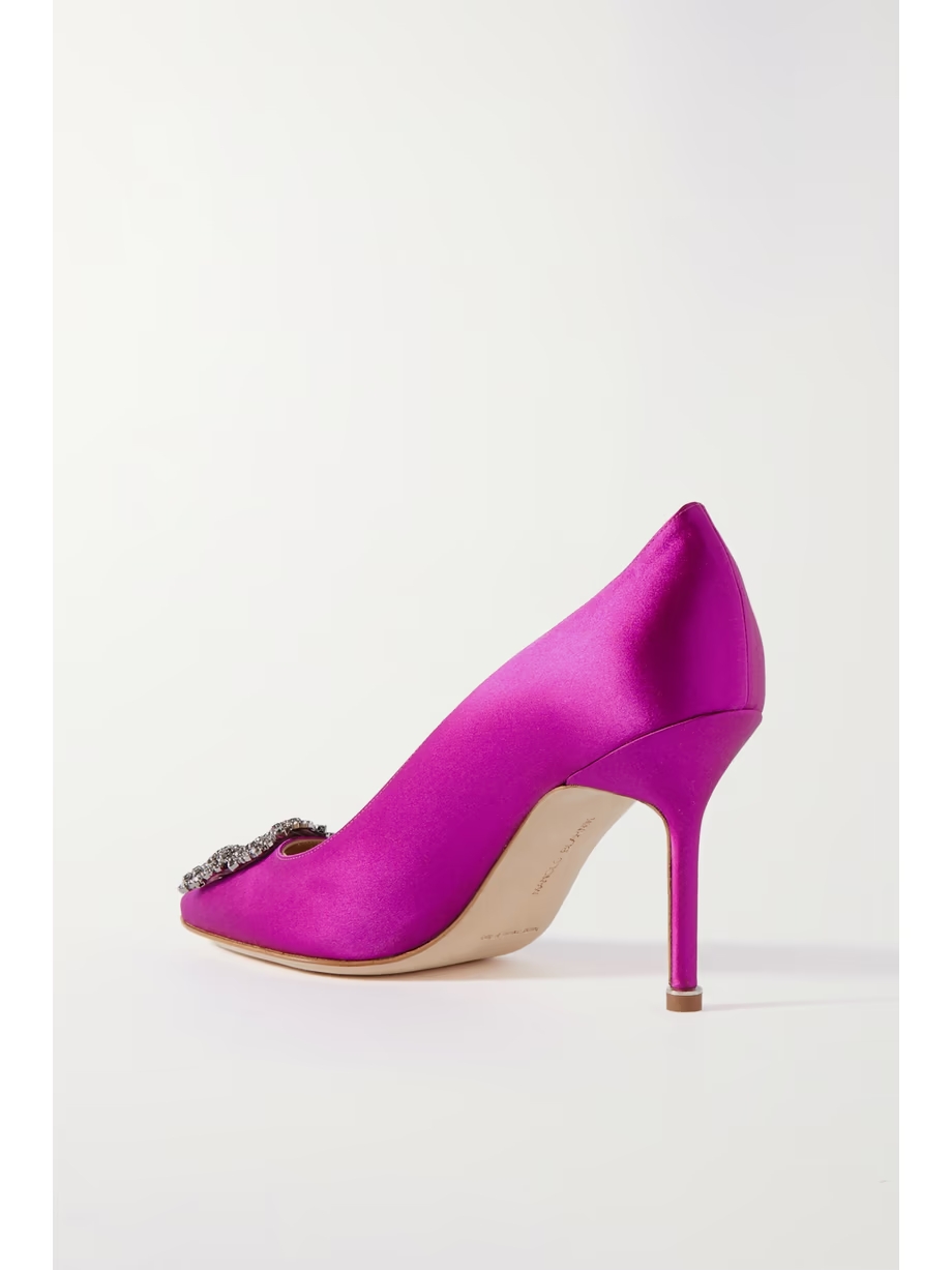 Hangisi 90 crystal-embellished satin pumps Hangisi 90 crystal-embellished satin pumps