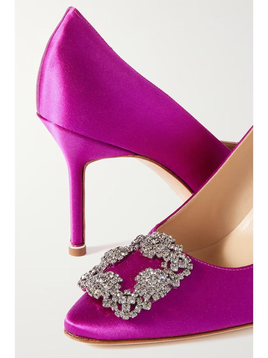 Hangisi 90 crystal-embellished satin pumps Hangisi 90 crystal-embellished satin pumps