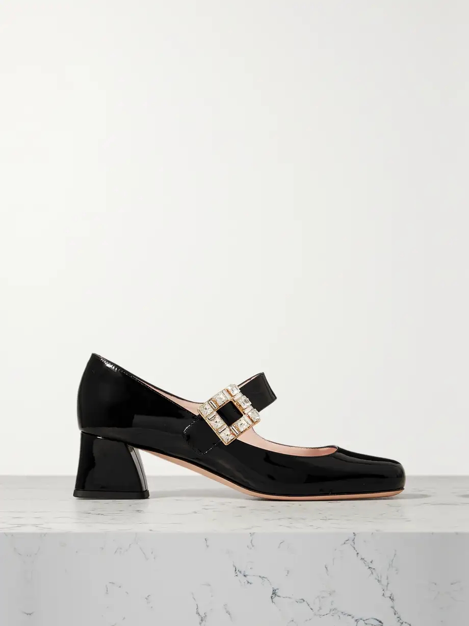 Très Vivier crystal-embellished patent-leather Mary Jane pumps Très Vivier crystal-embellished patent-leather Mary Jane pumps