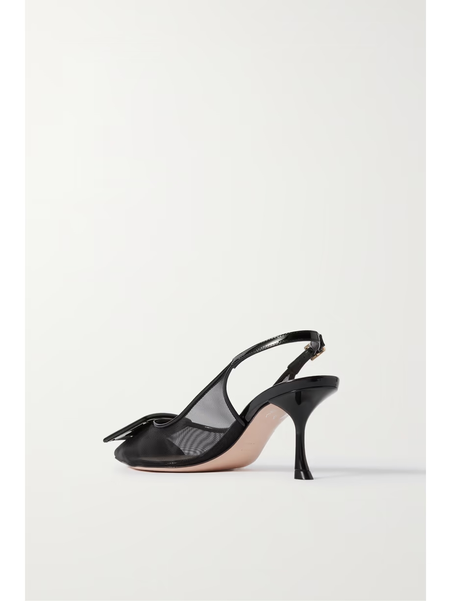 Viv\' In The City patent leather-trimmed mesh slingback pumps Viv\' In The City patent leather-trimmed mesh slingback pumps
