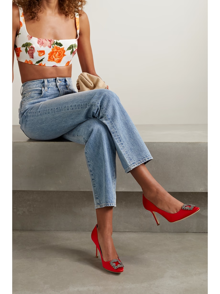 Hangisi 90 embellished satin pumps Hangisi 90 embellished satin pumps