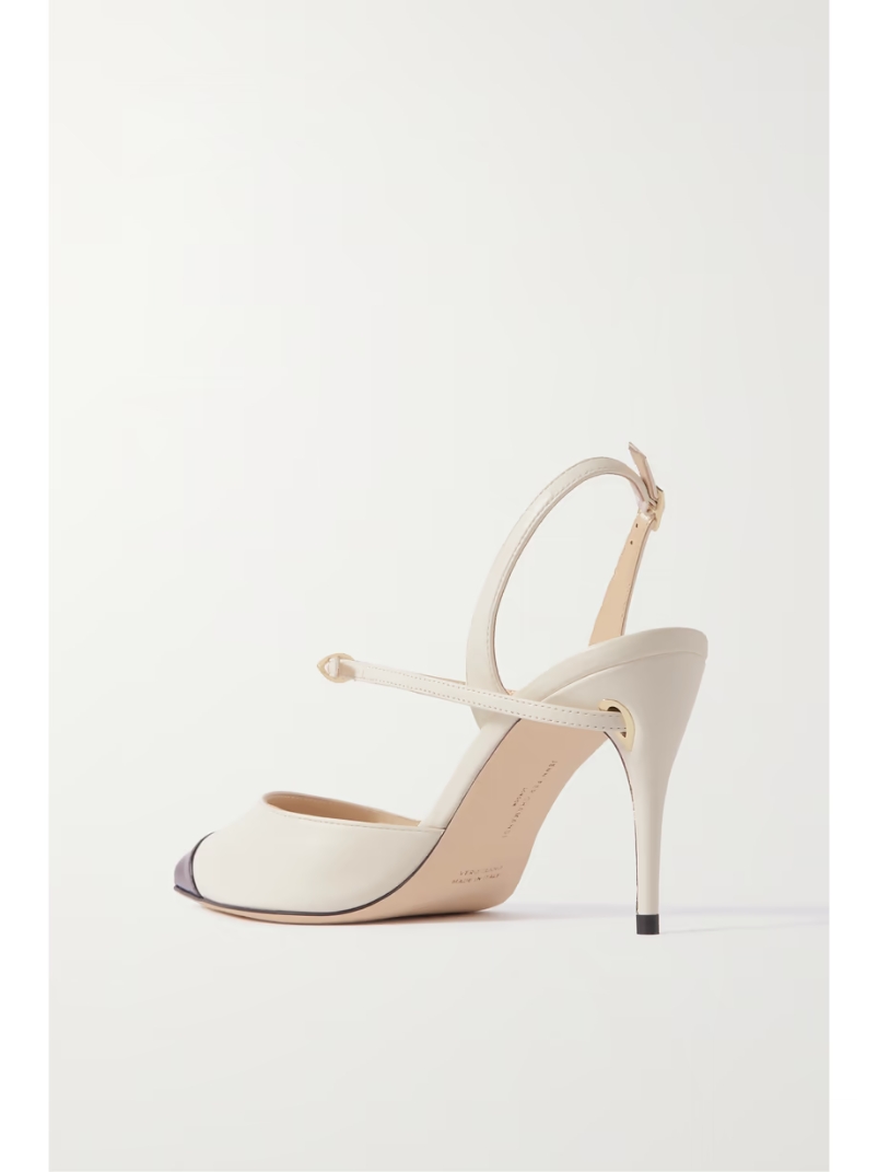 Vittorio 85 leather and patent-leather slingback pumps Vittorio 85 leather and patent-leather slingback pumps