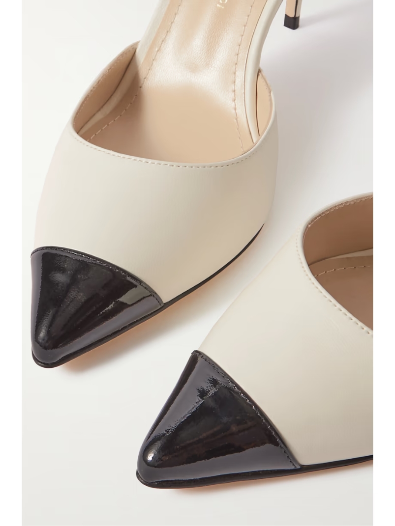 Vittorio 85 leather and patent-leather slingback pumps Vittorio 85 leather and patent-leather slingback pumps
