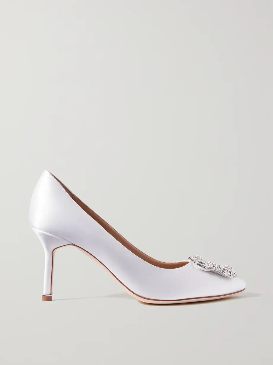 Hangisi 70 crystal-embellished satin pumps Hangisi 70 crystal-embellished satin pumps