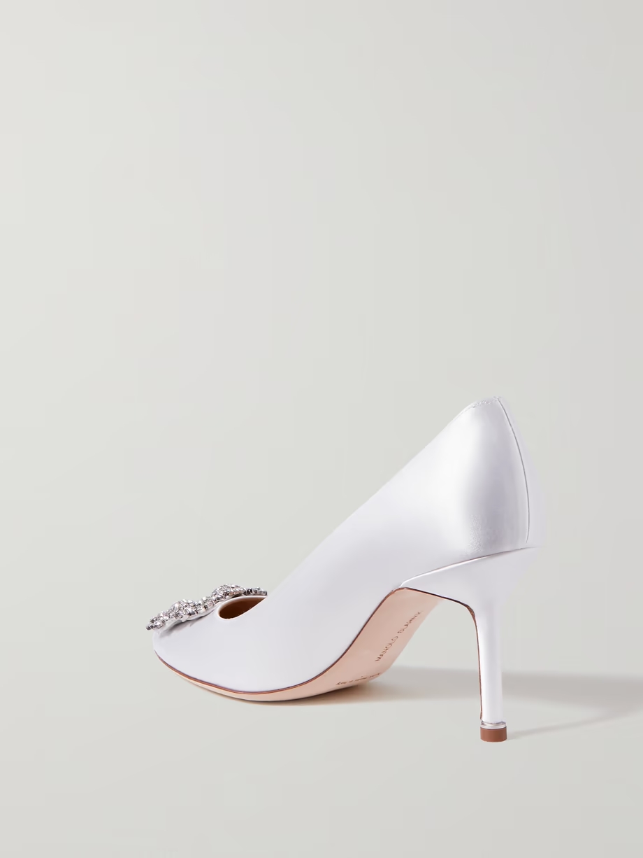 Hangisi 70 crystal-embellished satin pumps Hangisi 70 crystal-embellished satin pumps