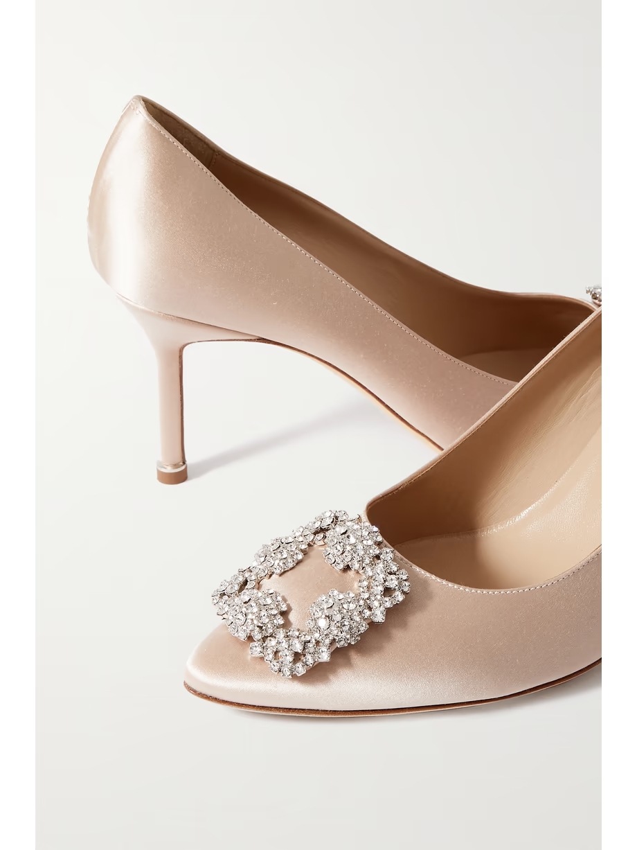 Hangisi 70 crystal-embellished satin pumps Hangisi 70 crystal-embellished satin pumps