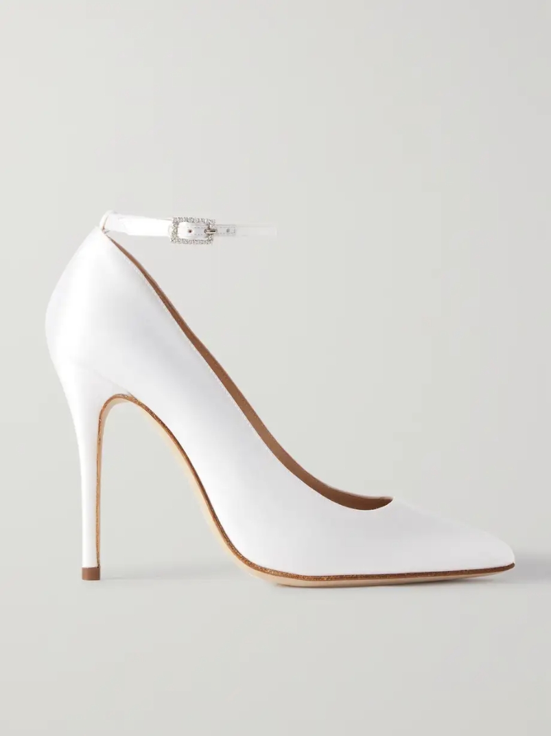 Crystal-embellished silk-satin pumps Crystal-embellished silk-satin pumps