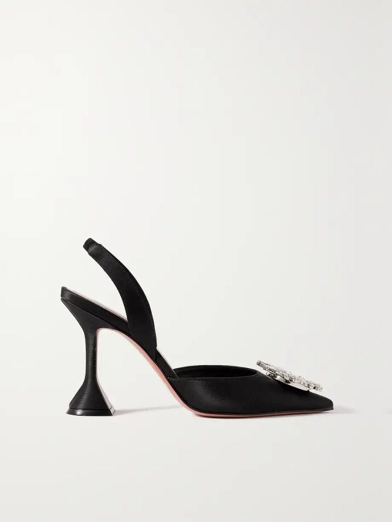 Begum Swarovski crystal-embellished satin slingback pumps Begum Swarovski crystal-embellished satin slingback pumps