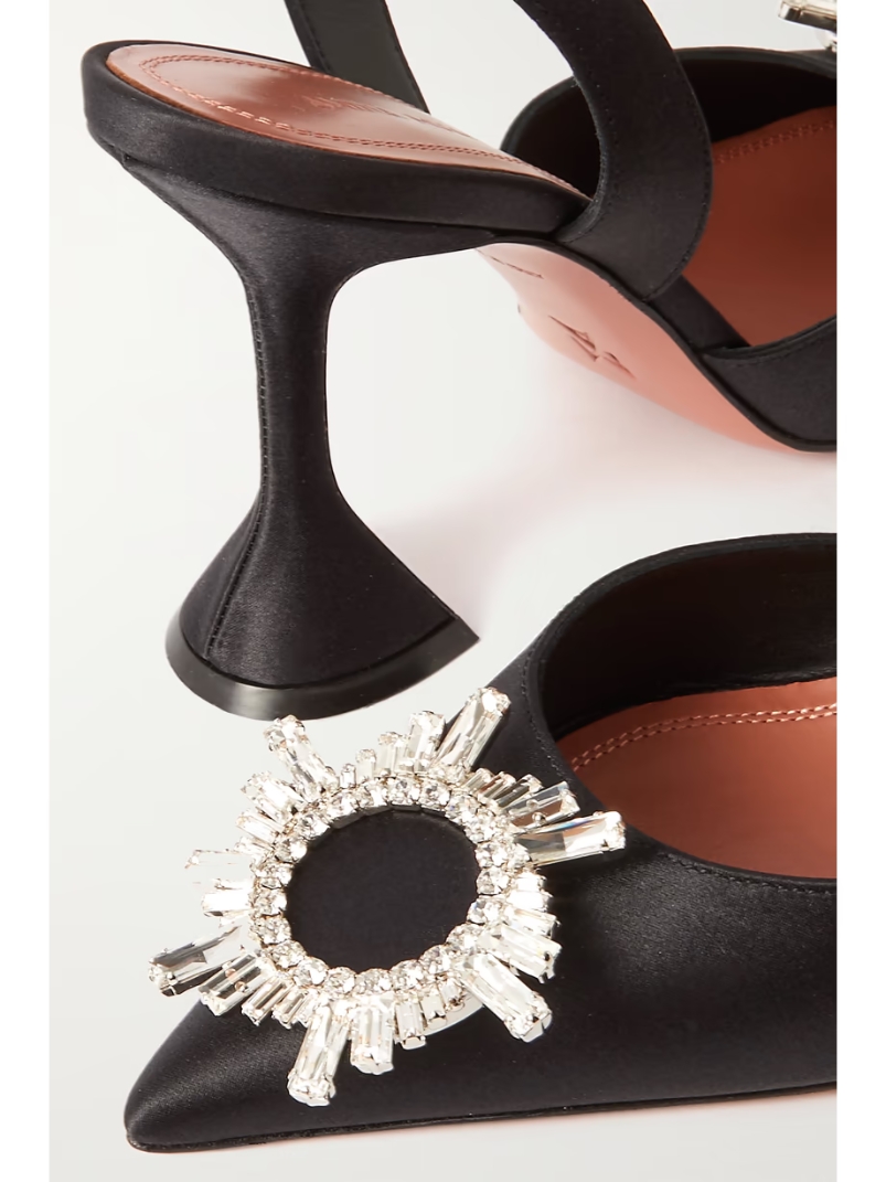 Begum Swarovski crystal-embellished satin slingback pumps Begum Swarovski crystal-embellished satin slingback pumps