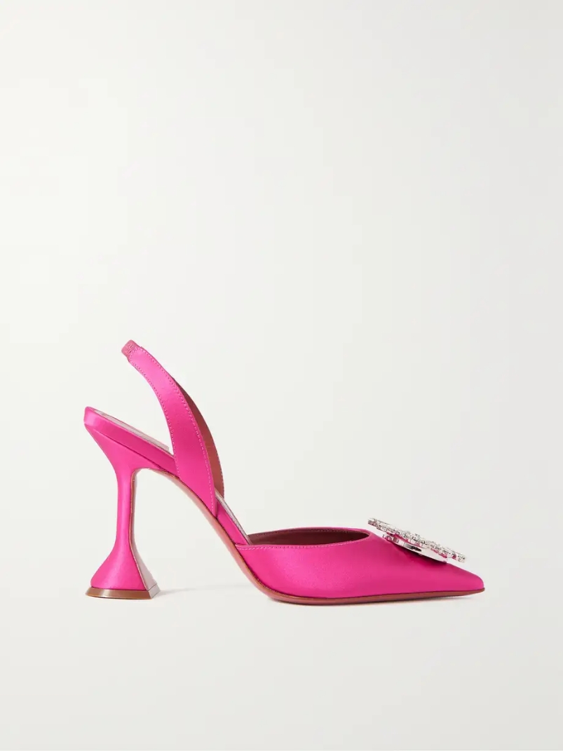 Begum Swarovski crystal-embellished satin slingback pumps Begum Swarovski crystal-embellished satin slingback pumps