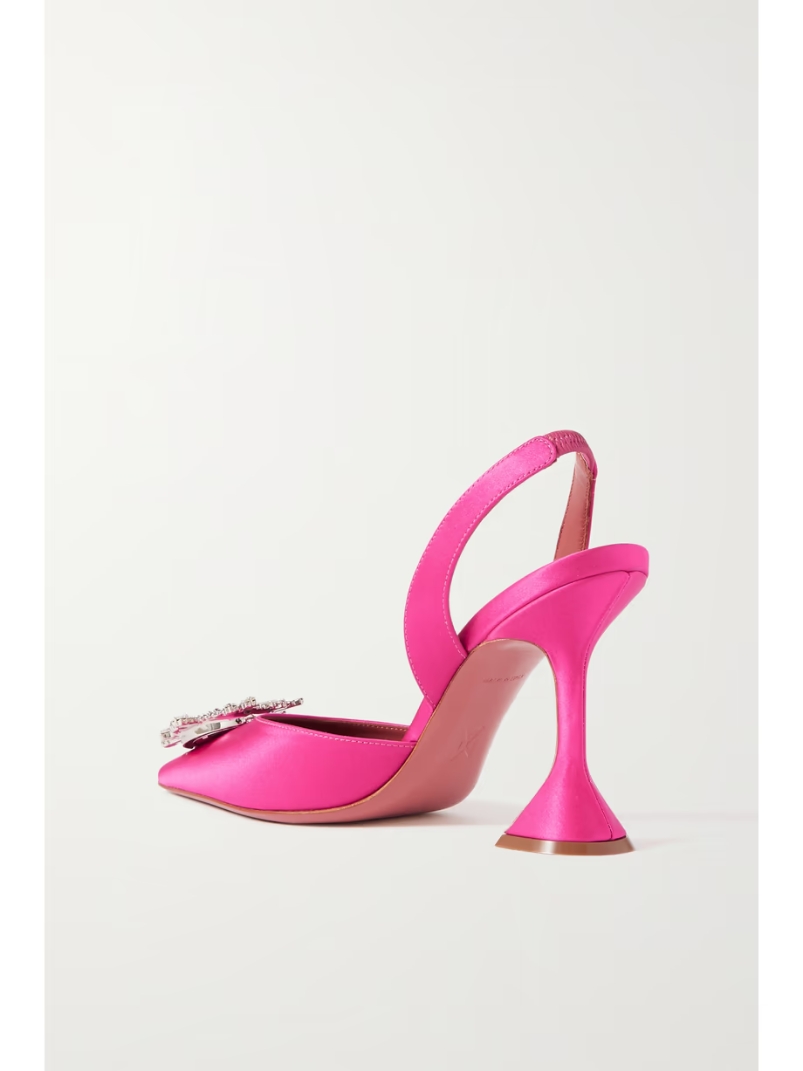 Begum Swarovski crystal-embellished satin slingback pumps Begum Swarovski crystal-embellished satin slingback pumps