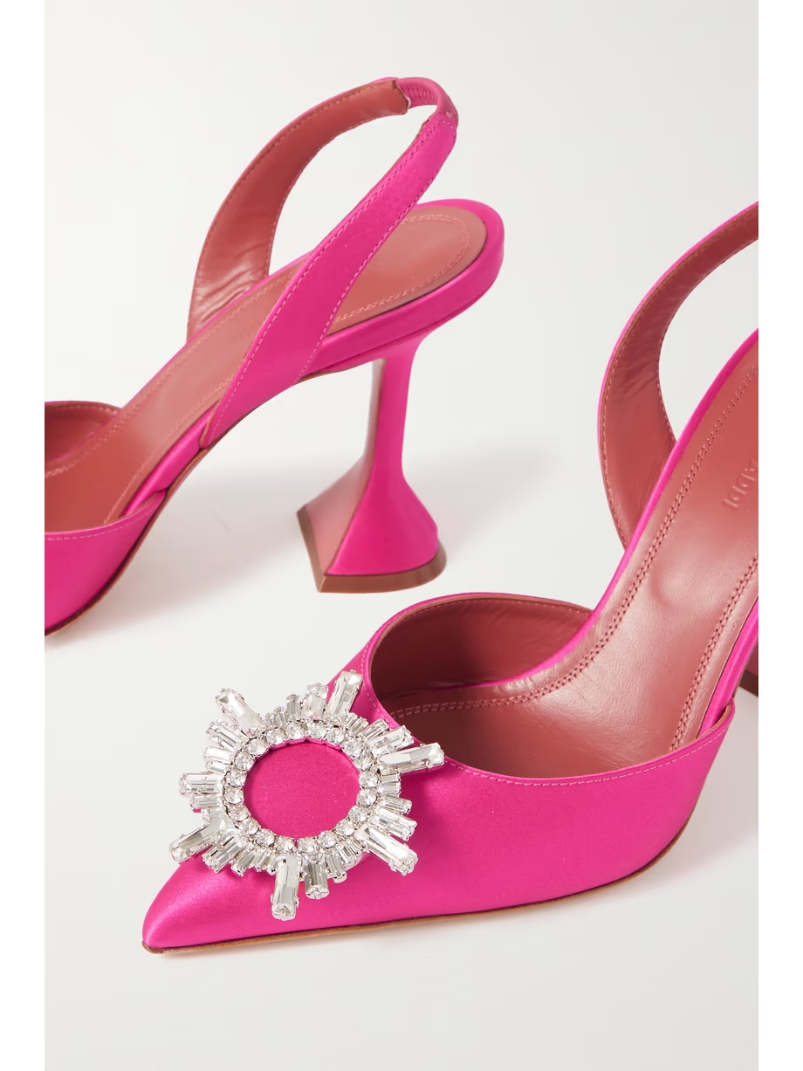 Begum Swarovski crystal-embellished satin slingback pumps Begum Swarovski crystal-embellished satin slingback pumps