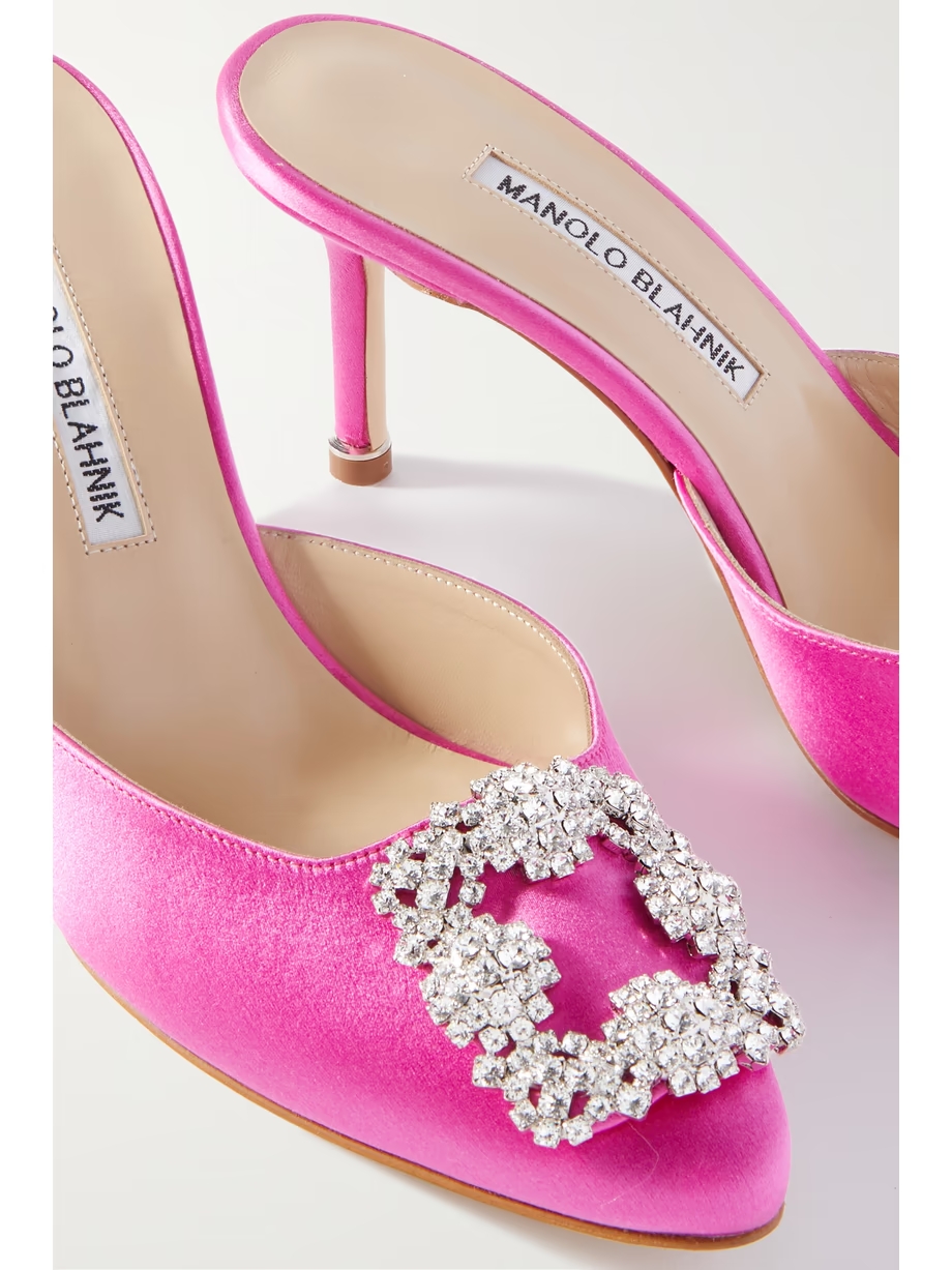 Hangisimu 70 crystal-embellished satin mules Hangisimu 70 crystal-embellished satin mules